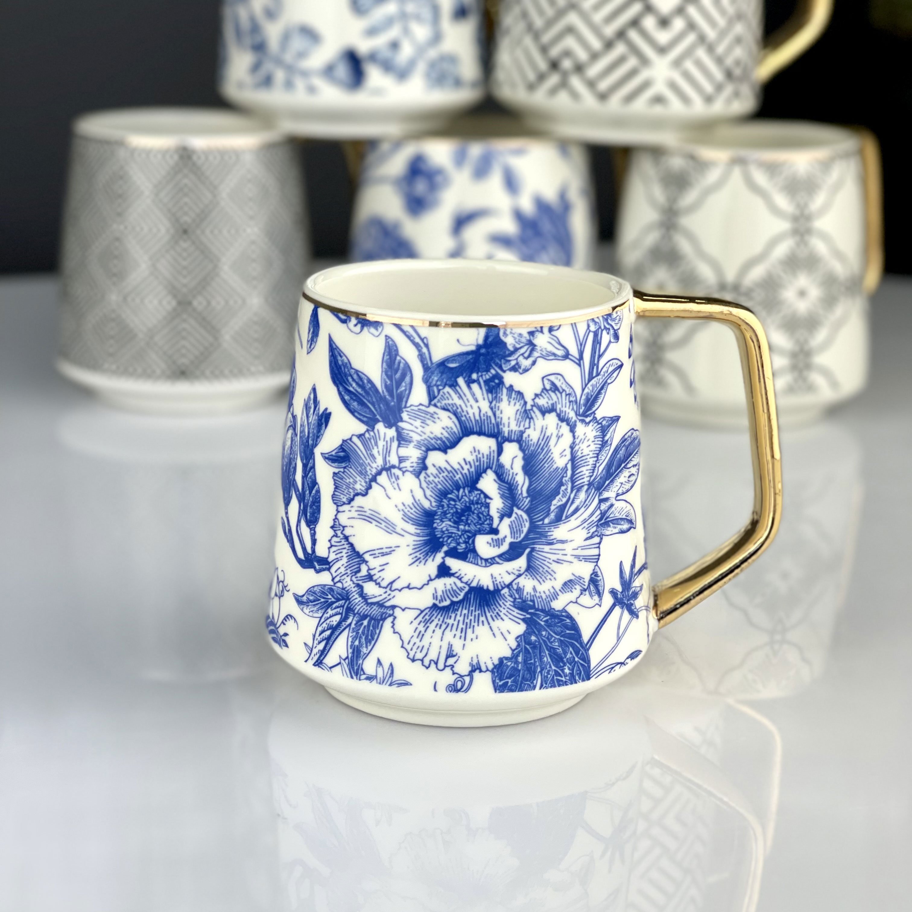 Acar Lüx Porselen Vintage Desenli Kupa V1