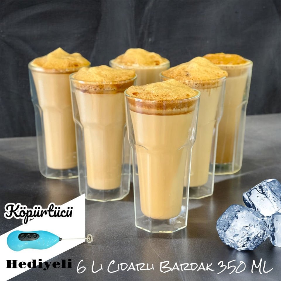 Lüx Brorosilikat Cam Cidarlı 6 Lı 350 ML Büyük Bardak