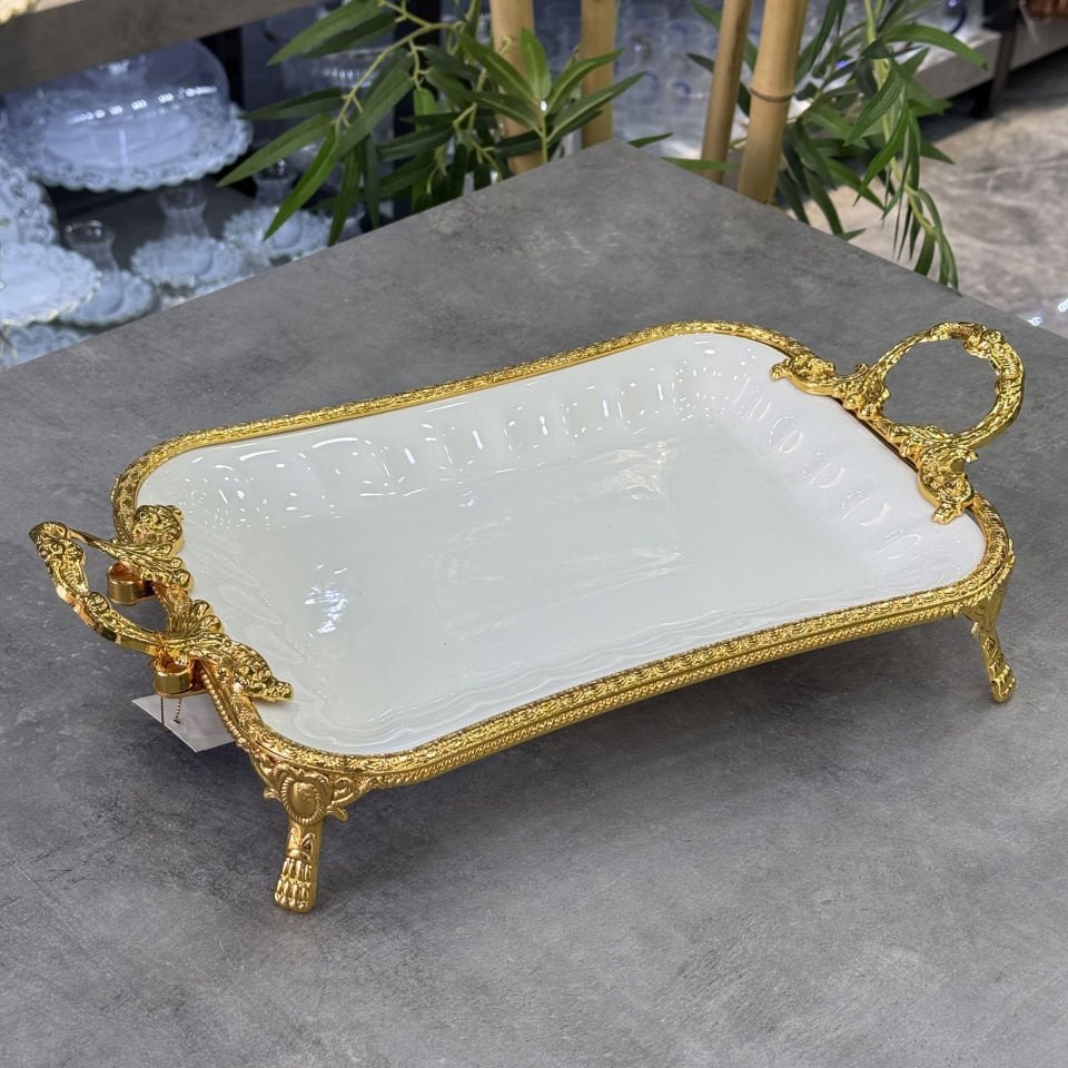 Elegance Dikdörtgen Derin Gold 43 Cm Servis