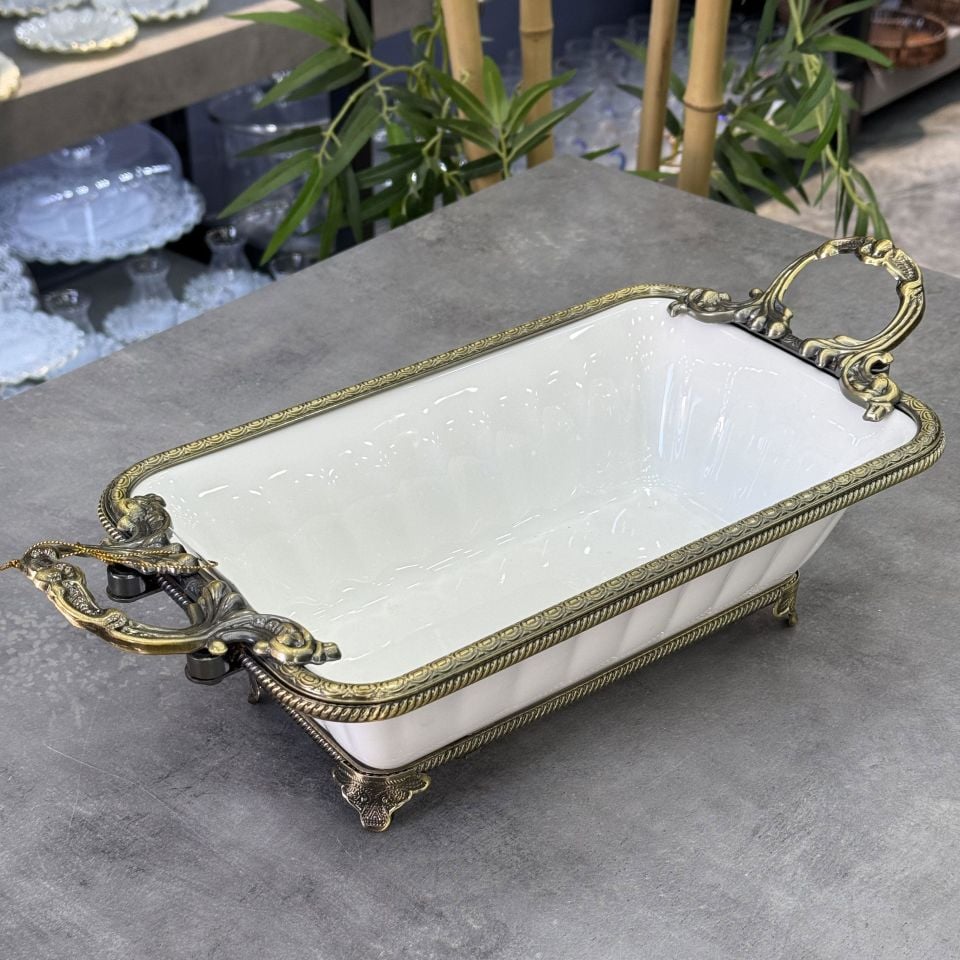 Elegance Dikdörtgen Derin Bronz 42 Cm Servis