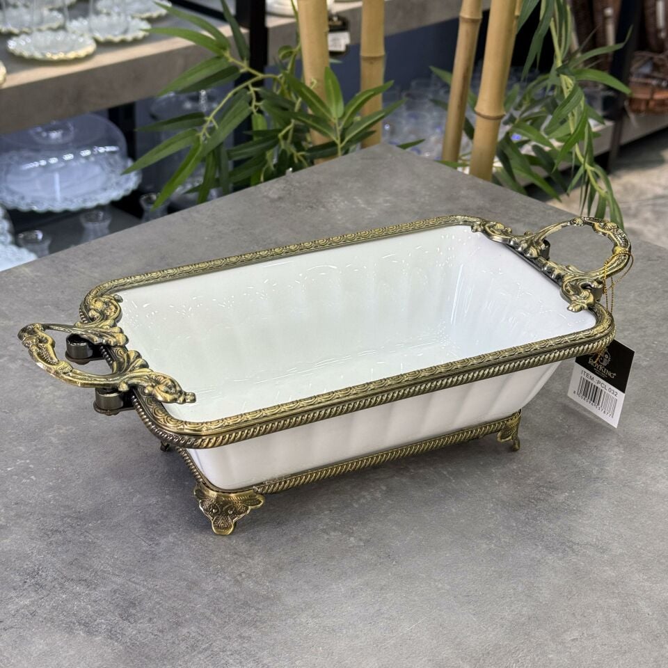 Elegance Dikdörtgen Derin Bronz 37 Cm Servis