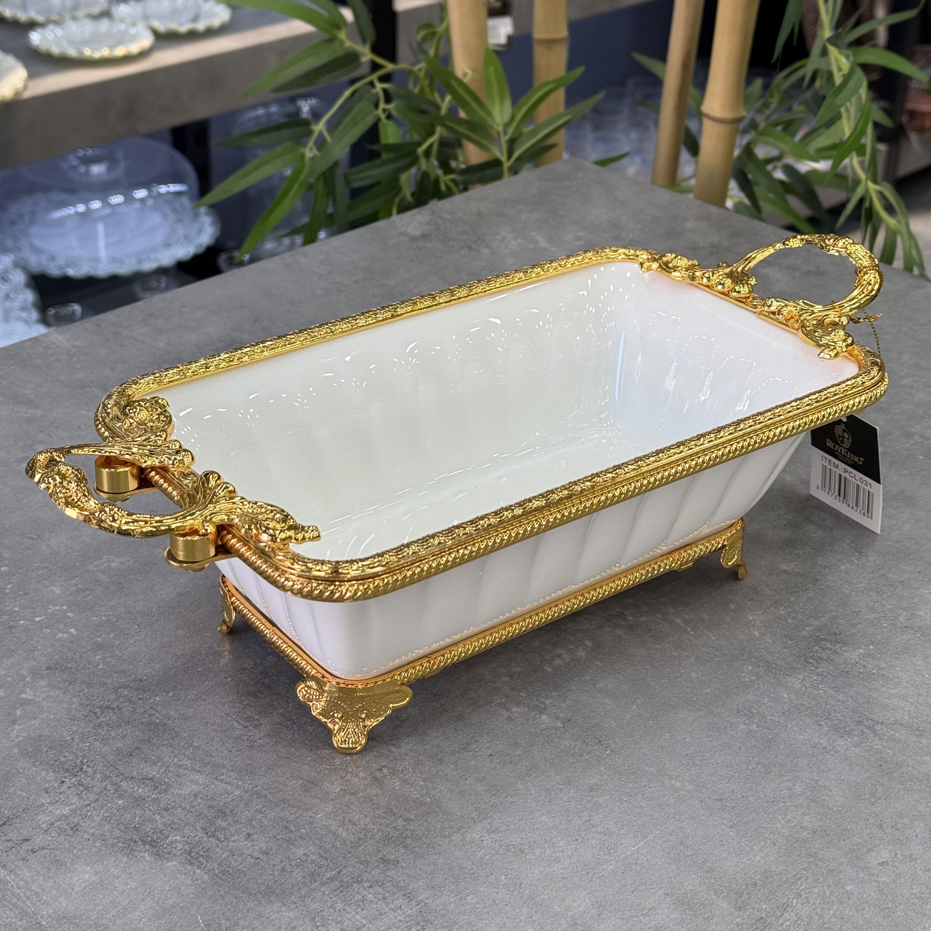 Elegance Dikdörtgen Derin Gold 37 Cm Servis