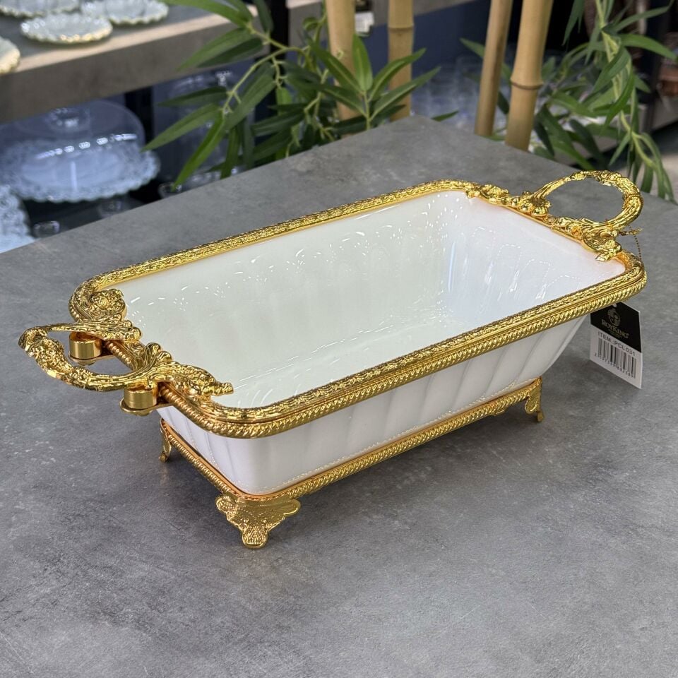 Elegance Dikdörtgen Derin Gold 37 Cm Servis