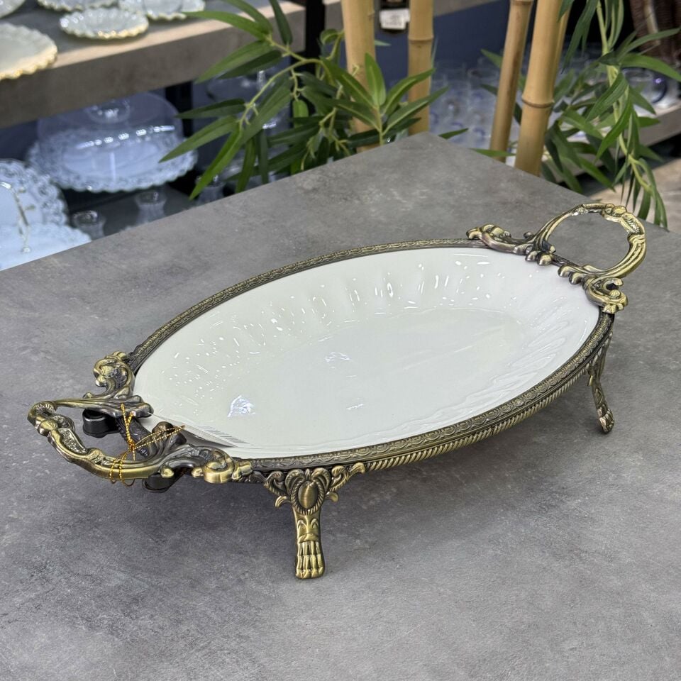 Elegance Oval Düz Bronz 41 Cm Servis