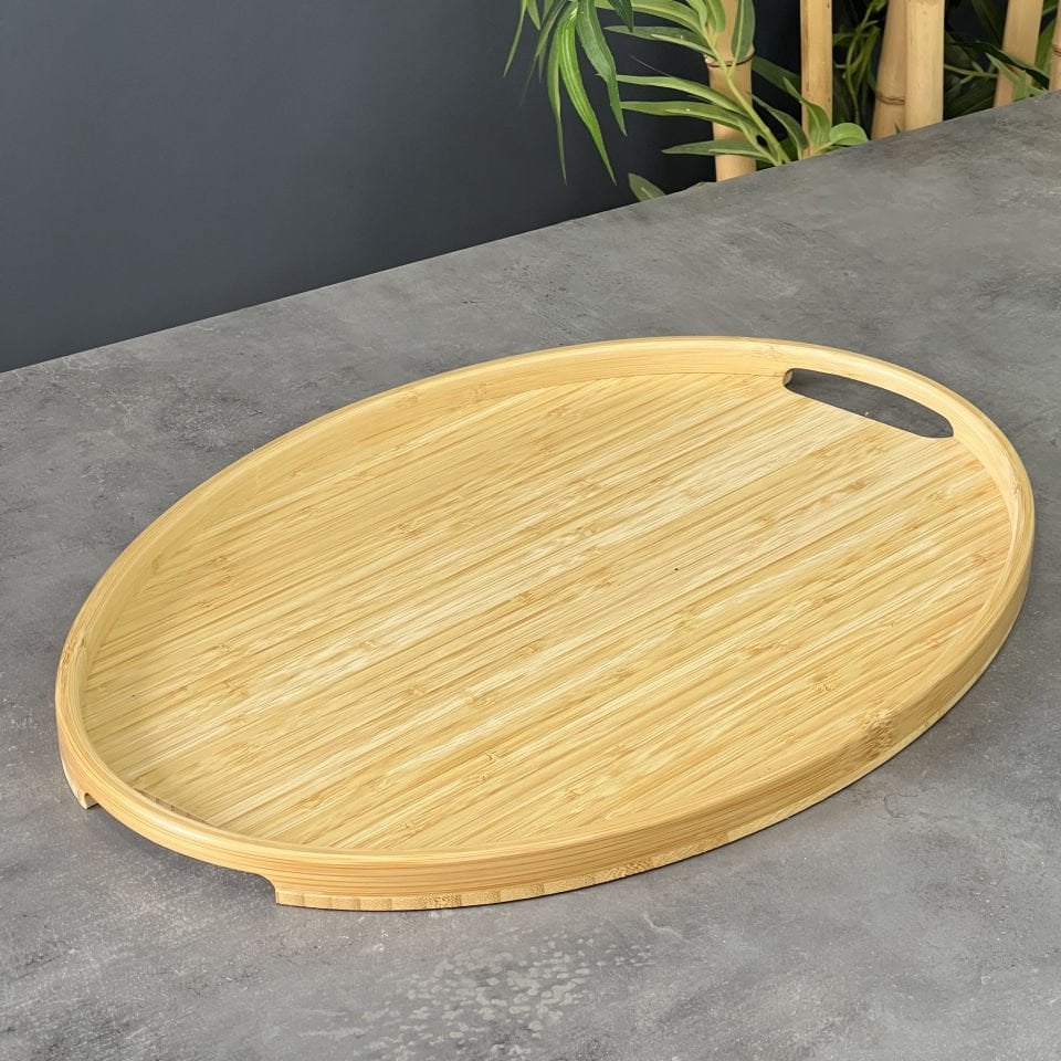 Lüx Bambu Oval Büyük Tepsi