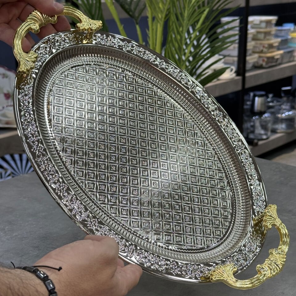 Oval Metal Orta Boy Lüx Tepsi