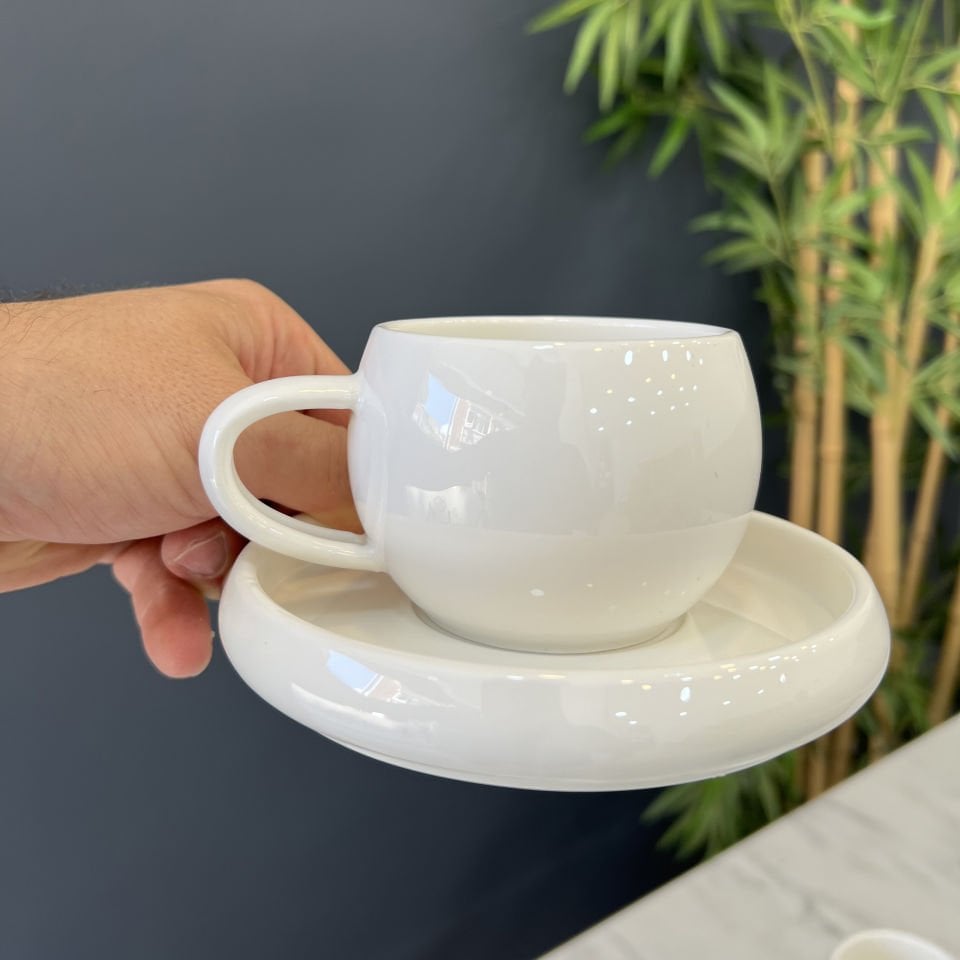 Bianco Perla Saf Beyaz Porselen Çay Fincanı