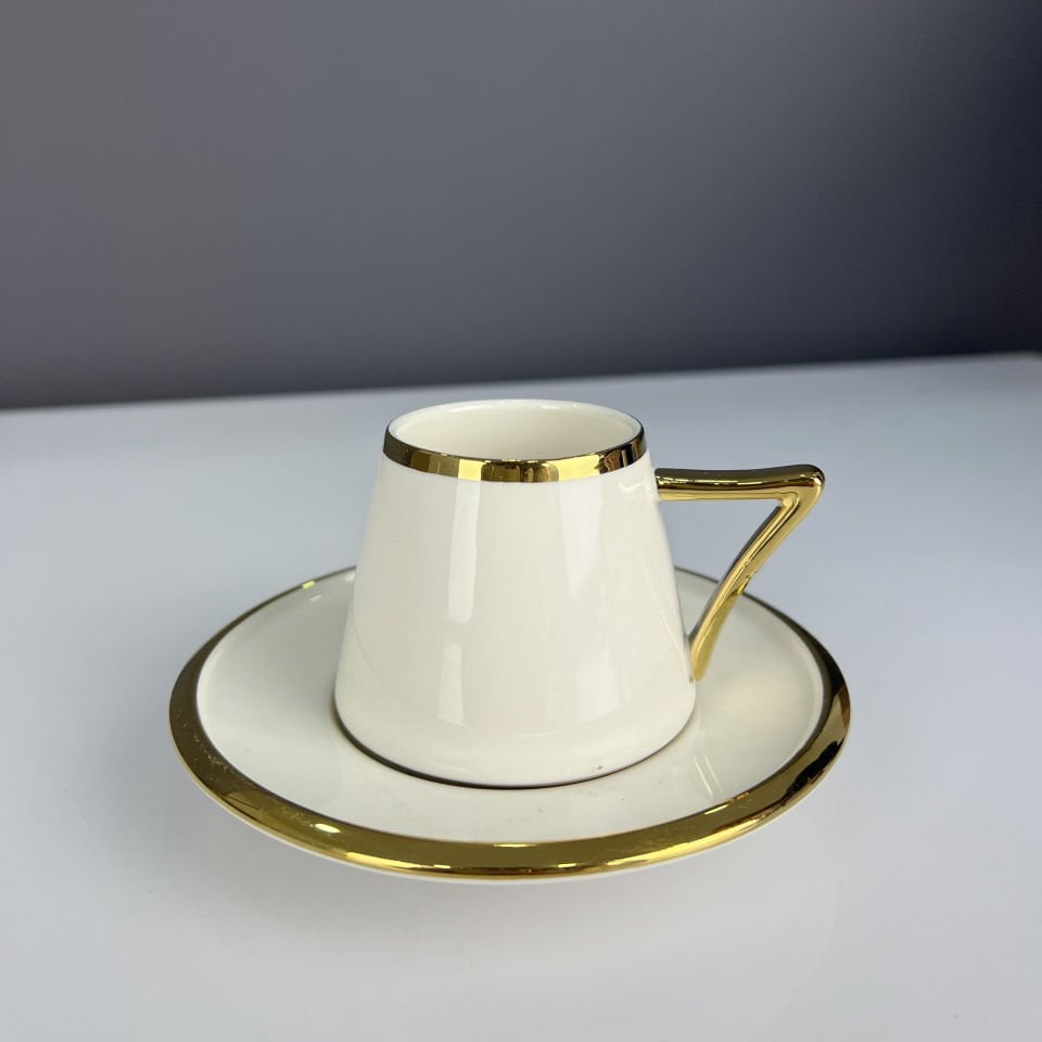 Lüx Porselen Elle Tek Fincan Beyaz