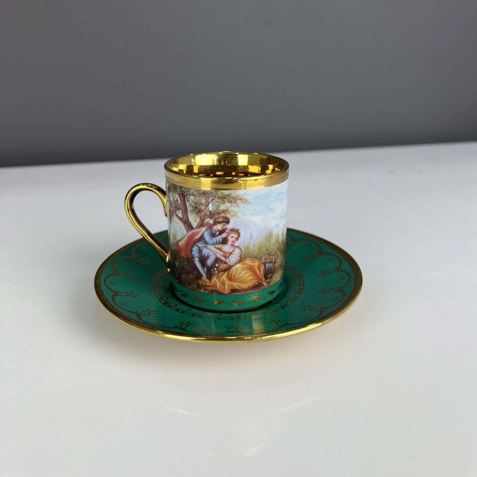 Lüx Porselen Markız  Tek Fİncan Yeşil