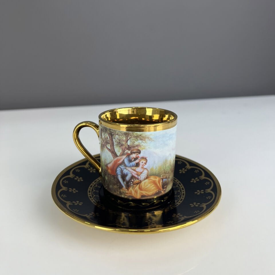 Lüx Porselen Markız  Tek Fİncan Siyah