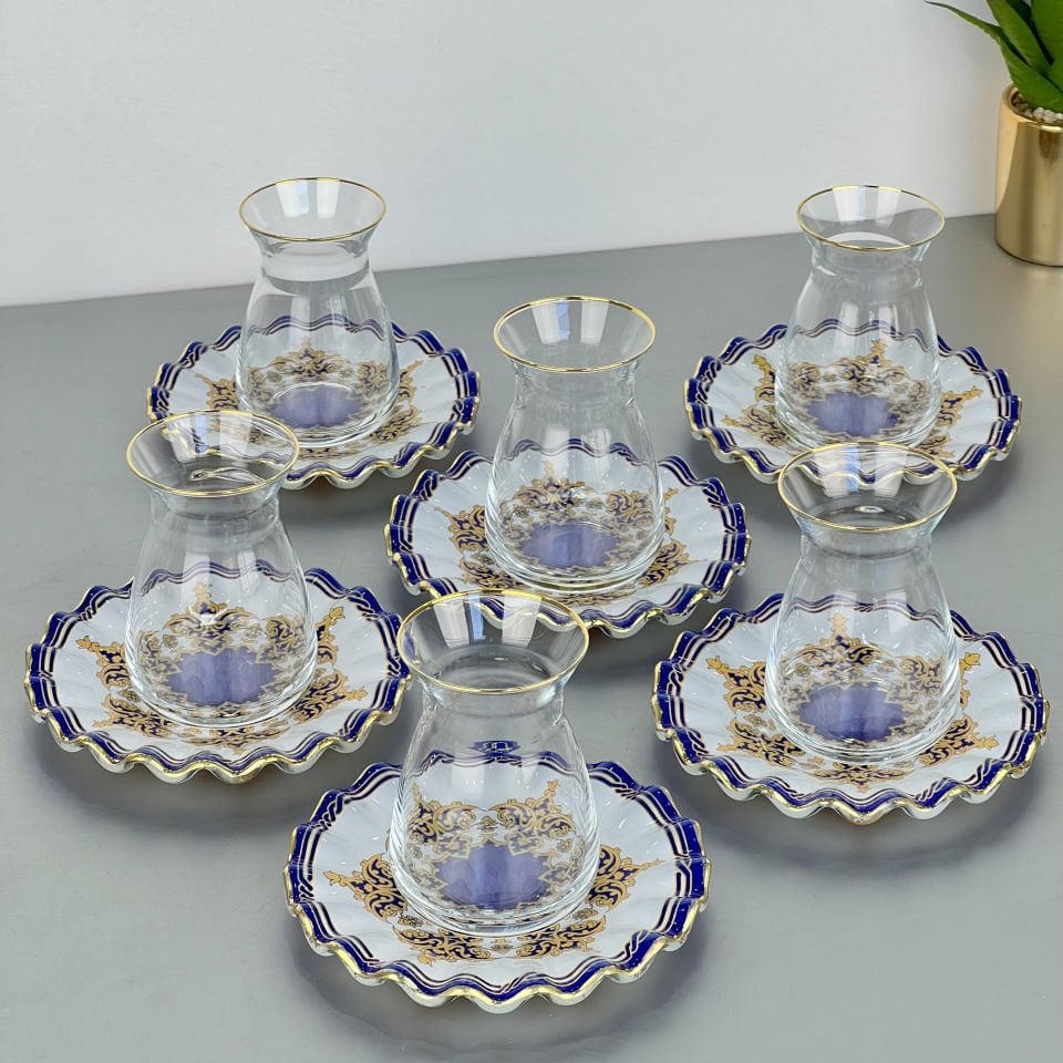 Lüx Kristal Cam Marsel 6 Lı Çay Seti
