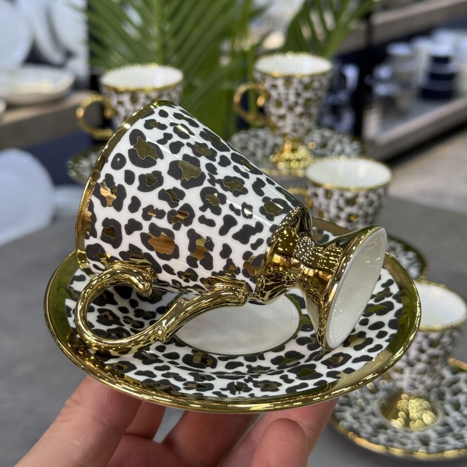 Leopar 6 Lı Porselen Fincan Takımı Beyaz