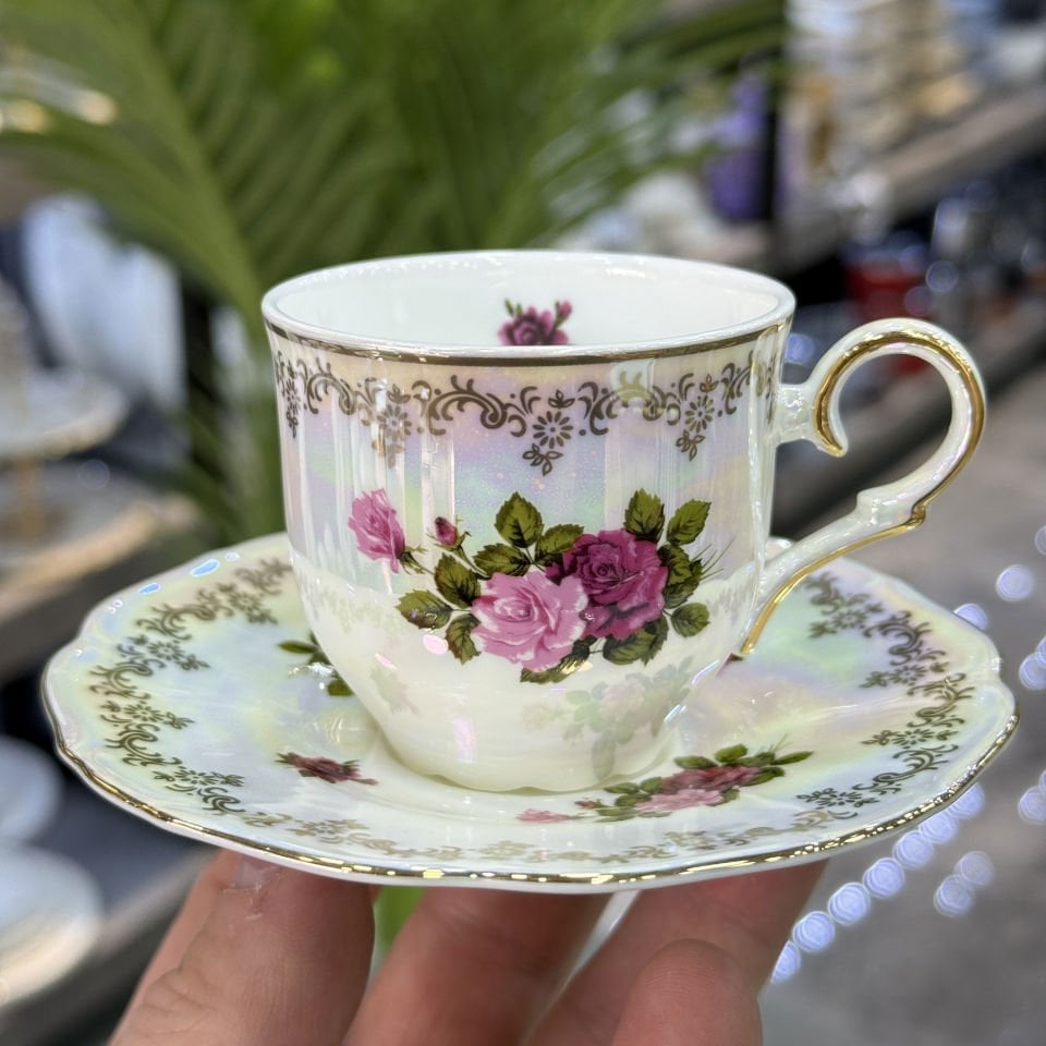 Bone China Porselen Vİntage Motifli 6 Lı Fincan Takımı