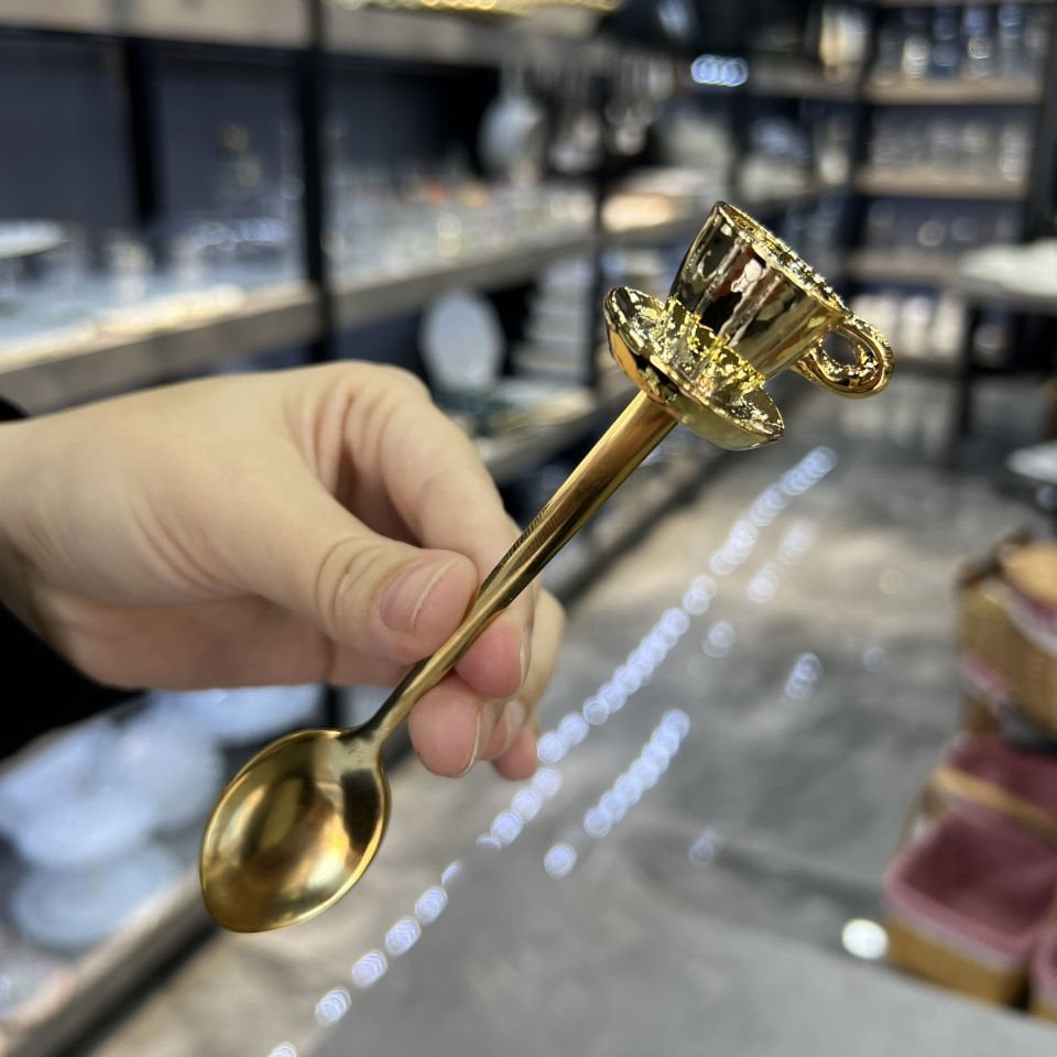 Lüx Metal Fincan Figürlü Tek Kaşık