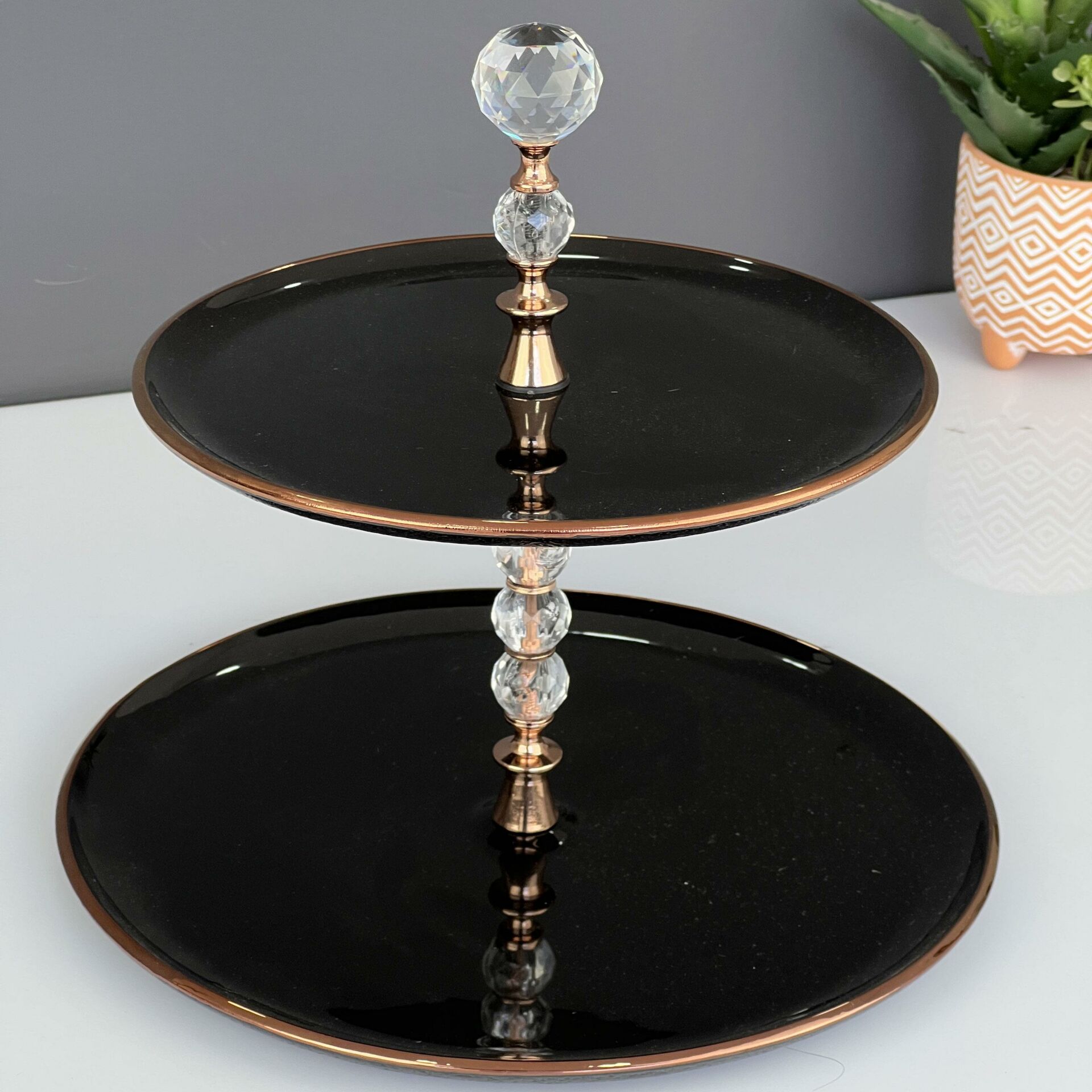 Seri Sonu 93 Siyah Rose Gold 2 Katlı Servis