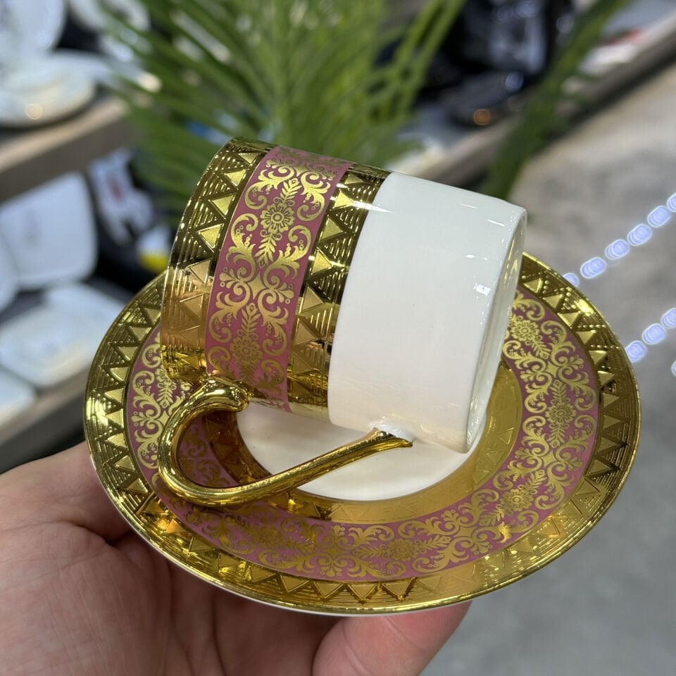 Lüx Porselen Harmiya 6 Lı Fincan Takımı Bordo