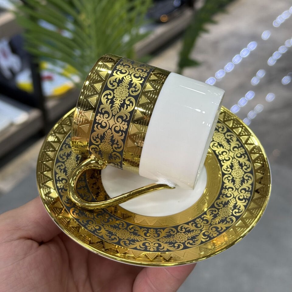 Lüx Porselen Harmiya 6 Lı Fincan Takımı Siyah
