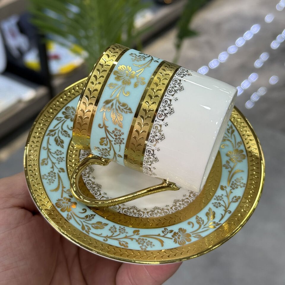 Lüx Porselen 6 Lı Olivette Kahve Fincan Takımı Yeşil
