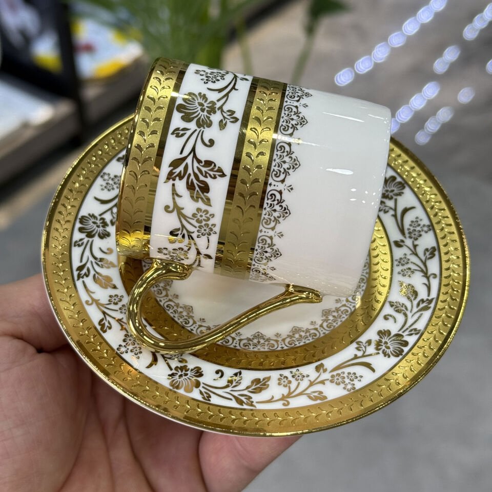 Lüx Porselen 6 Lı Olivette Kahve Fincan Takımı Beyaz