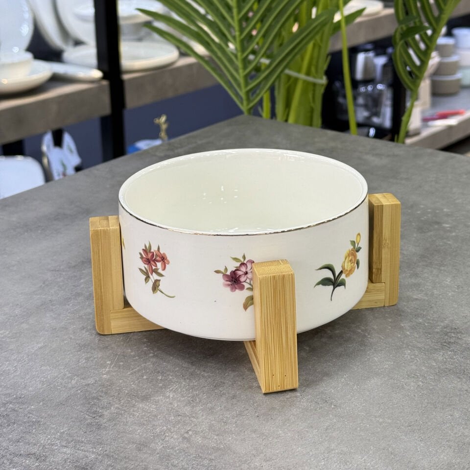 Leandra Lüx Porselen Bambulu Kase 16 Cm