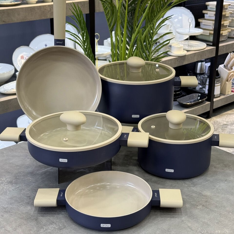 Kristal Kaplama Cooker Prof 8 Parça Tencere Seti Lacivert