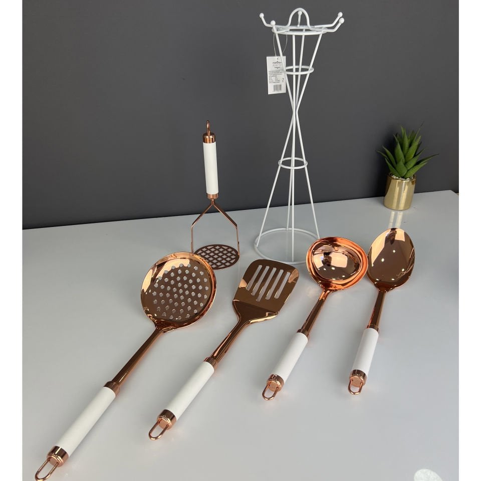6 Parça Metal Beyaz Bronz Servis Seti