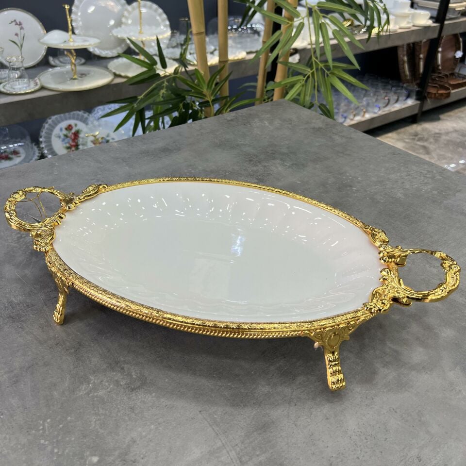 Elegance Oval Lüx Porselen Gold Servis
