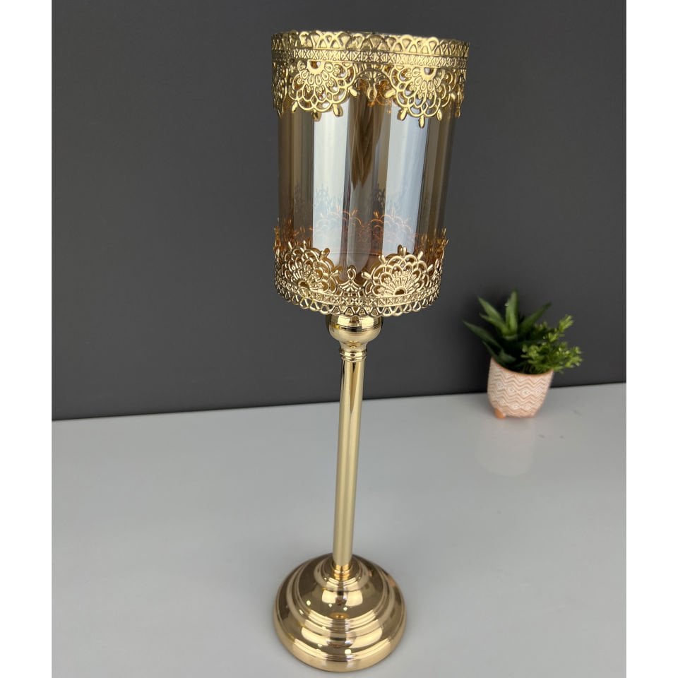 Seri Sonu 282 Gold Büyük Boy Şamdan 44 Cm