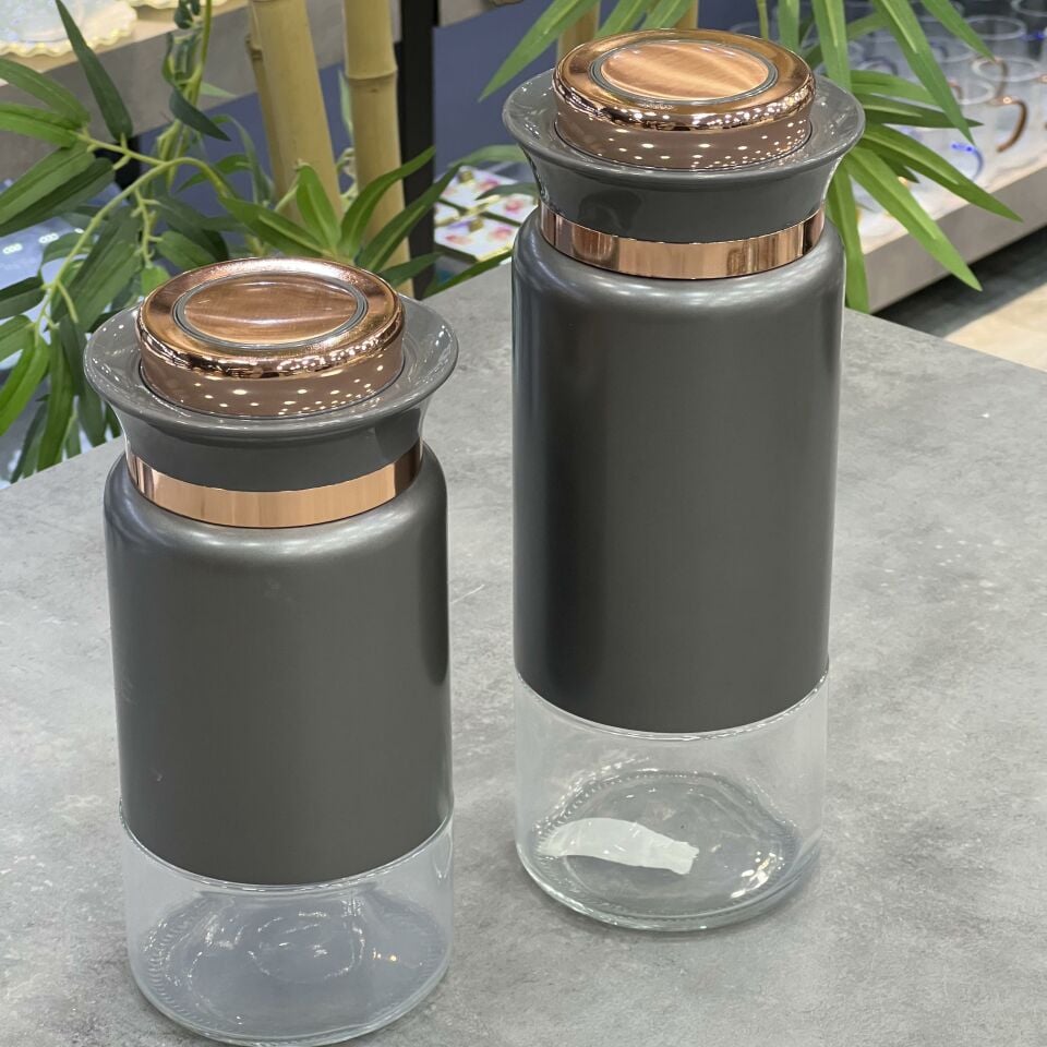 Seri Sonu 063 2 Li Metal Cam Vakumlu Kavanoz 26 - 22 Cm