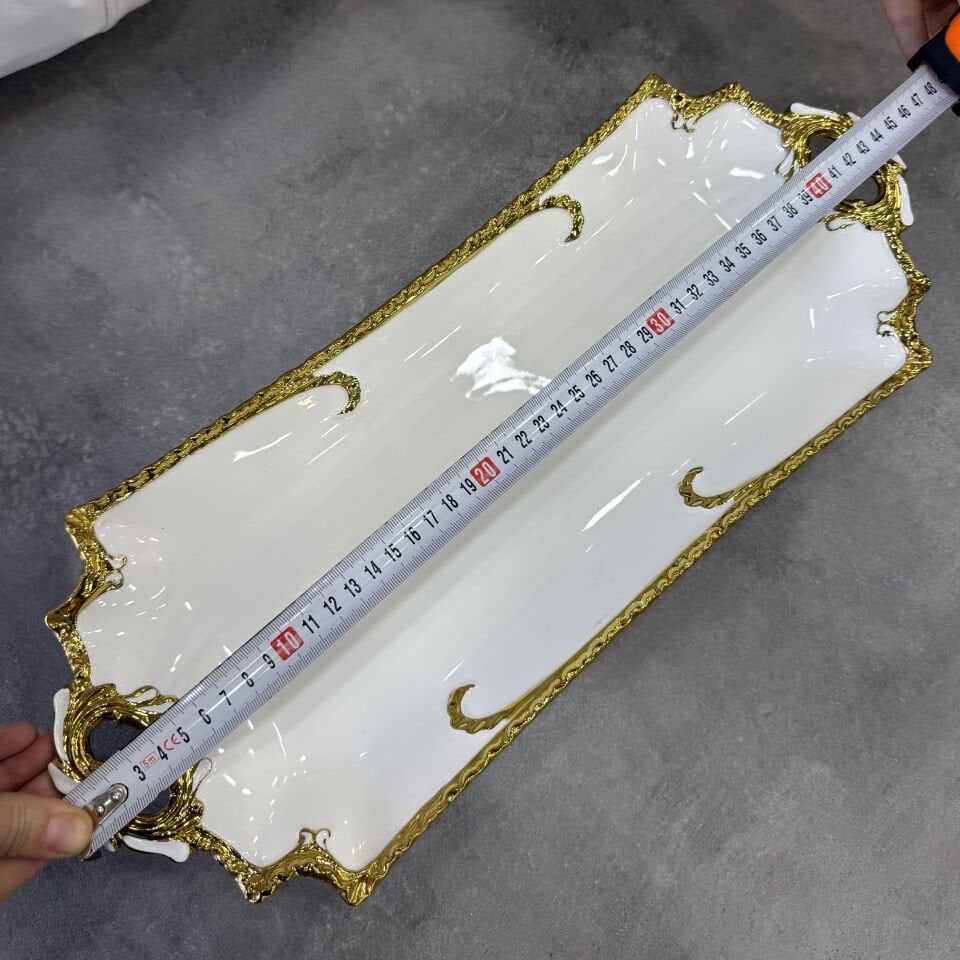 Enwina Porselen Ayaklı Sunum Tabağı Dikdörtgen