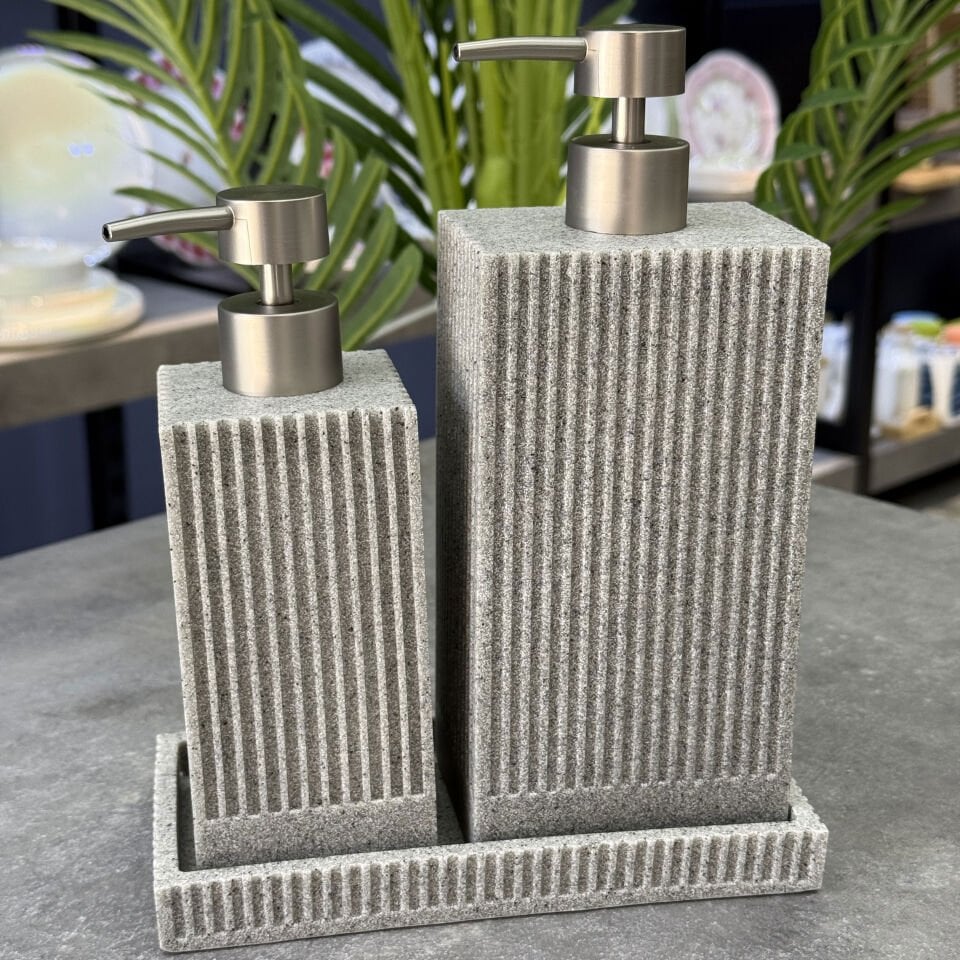 2 Li Lüx Poliüretan Sıvı Sabunluk Seti Gray