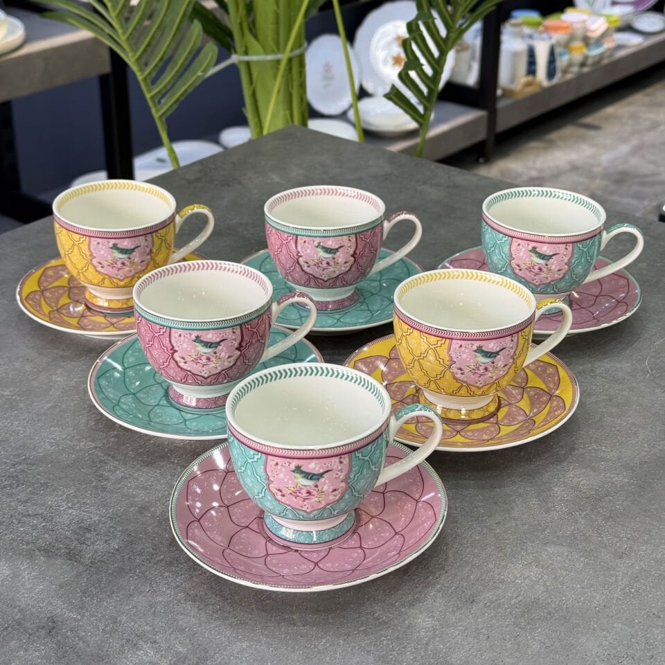 Qush Seri Porselen 6 Lı Çay Fincan Takımı