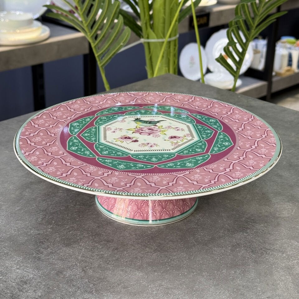 Qush Seri Porselen Ayaklı Stand Pembe