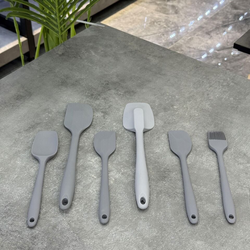 Seri Sonu 0369 6 Lı Pasta İçin Silikon Hazırlık Seti Gri