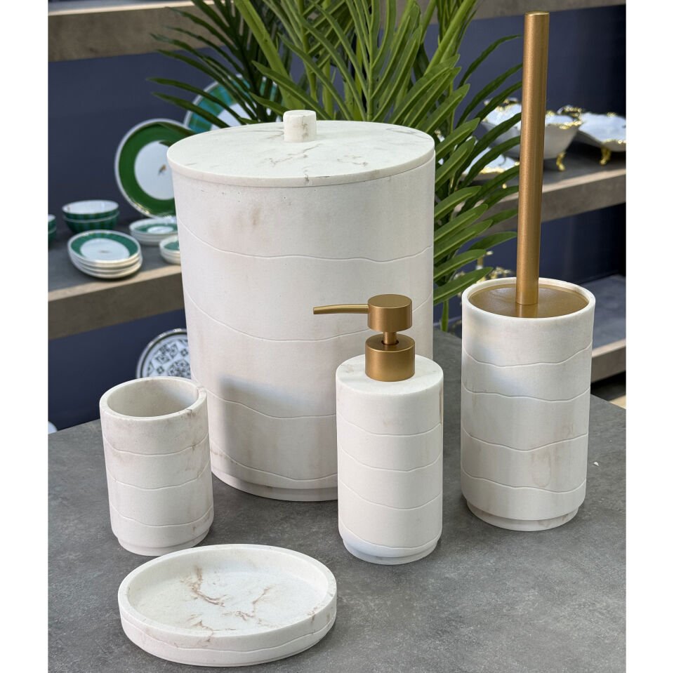 Lüx Poliüretan Elya 5 Li Banyo Seti Beige