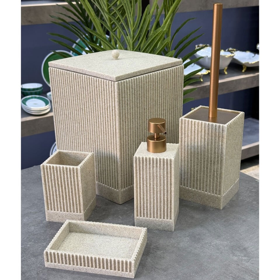 Lüx Poliüretan Elya 5 Li Banyo Seti Krem