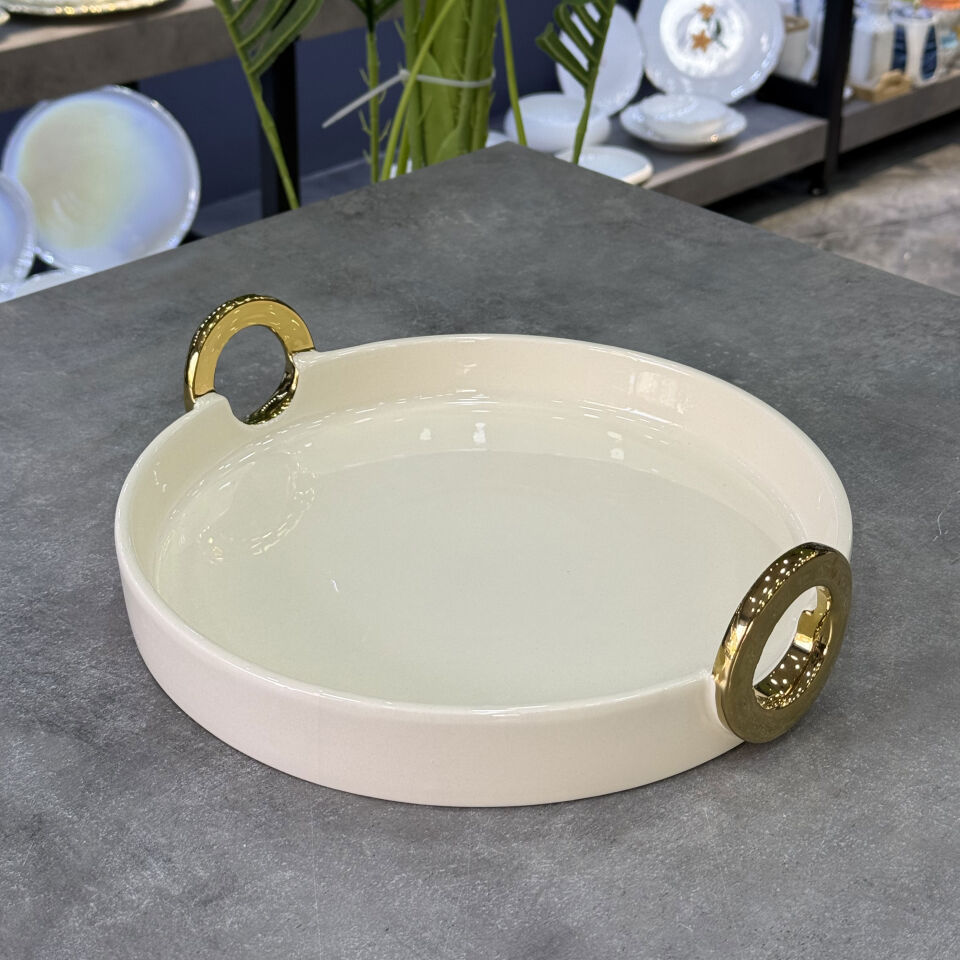 Bonaway Lüx Yuvarlak Gold Servis Sunumluk