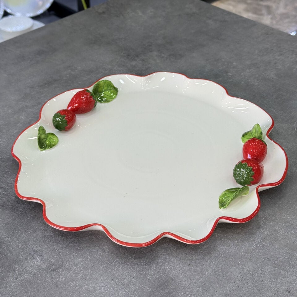 İtalyan Stil Yuvarlak Retro Çilek Servis