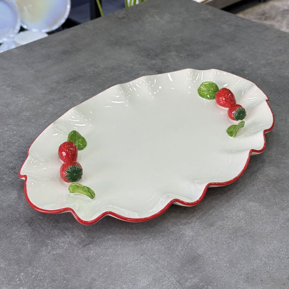 İtalyan Stil Oval Retro Çilek Servis