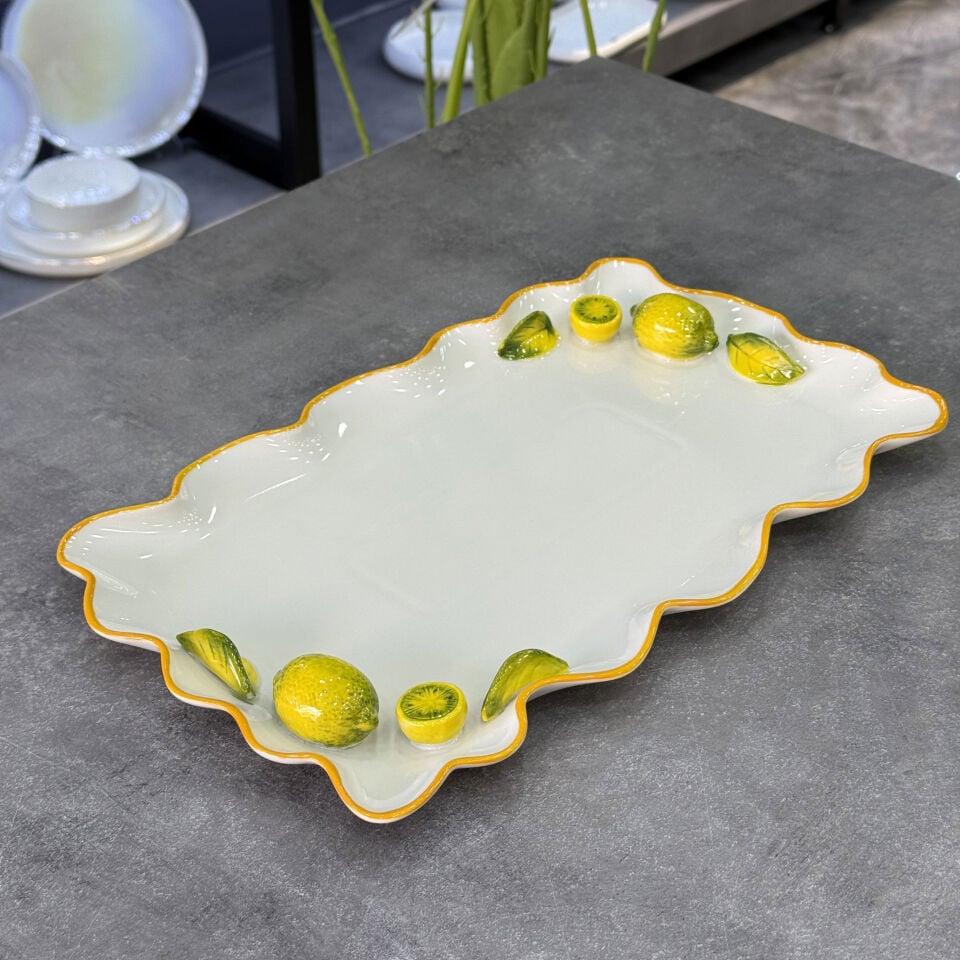 İtalyan Stil Dikdörtgen Retro Limon Servis