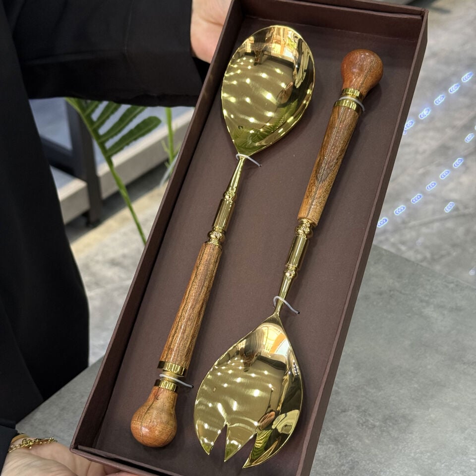Gold Ahşap Salata Servis Seti P327.127128