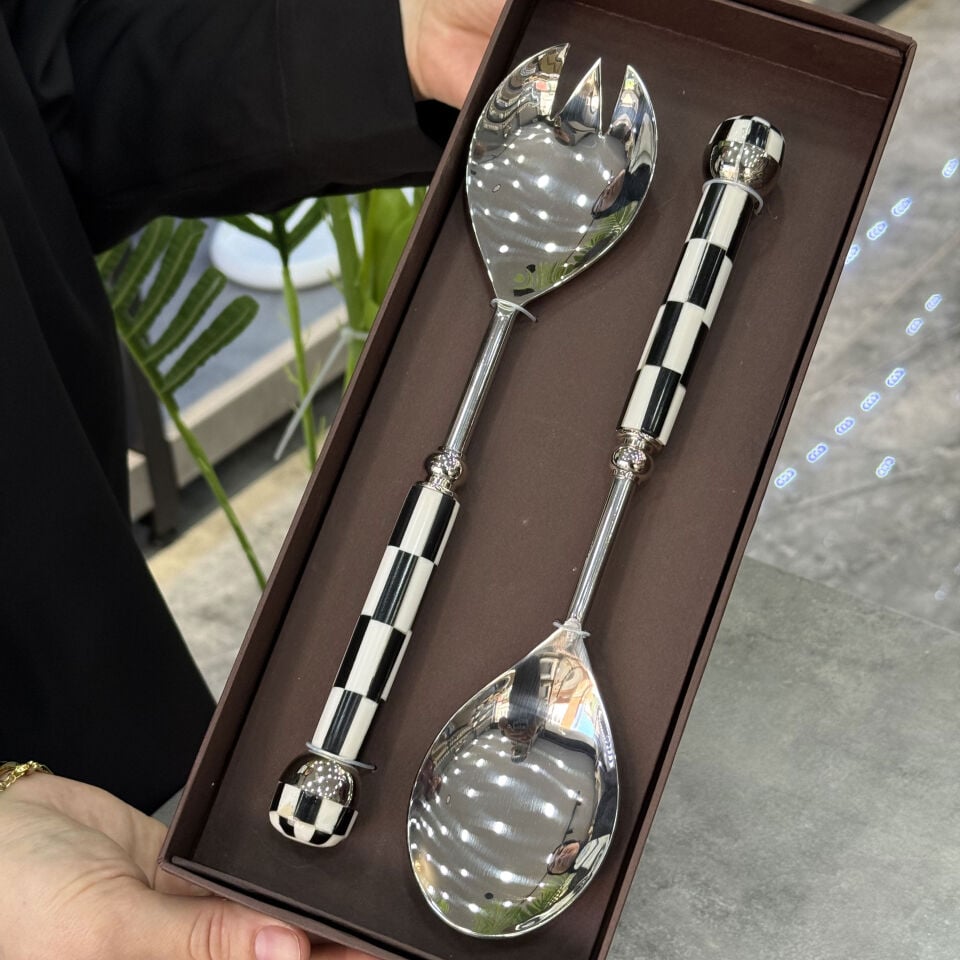 Gümüş Siyah Beyaz Salata Servis Seti P327.126701
