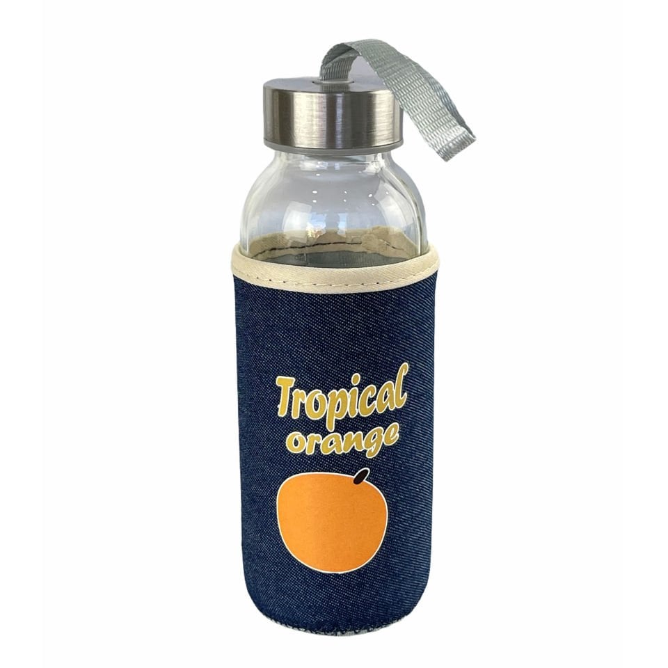 Lüx Cam Keten Kılıflı Matara Orange 300 Ml