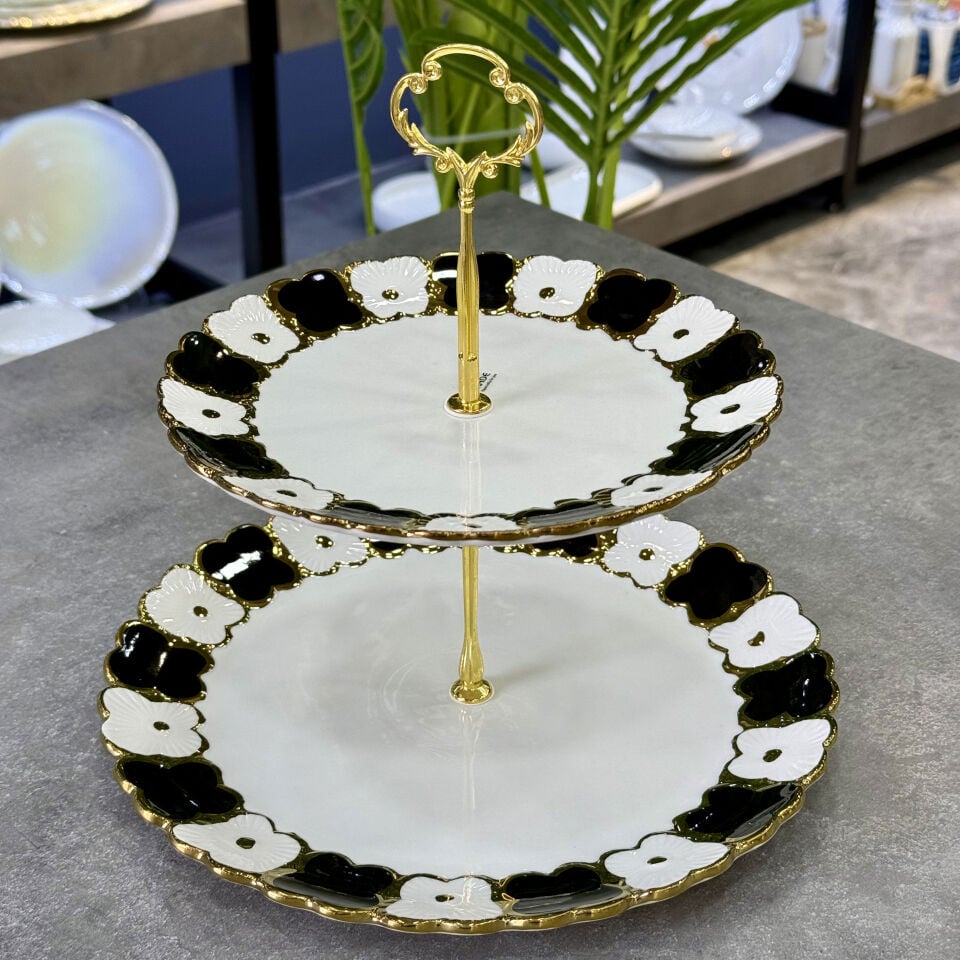 Cleef Porselen 2 Katlı Servis Black