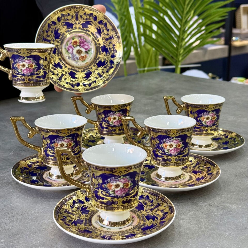 Queen Victorya 24K Altın Kaplama 6 Fincan Takımı Rosalind