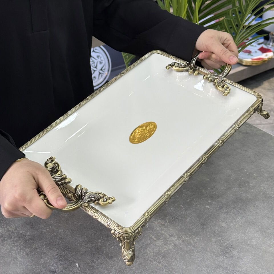 Dikdörtgen Antik Porselen Sunum Tabak