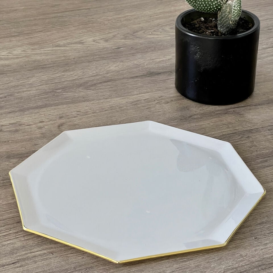 Sekizgen Gold Krem 31 Cm Tepsi