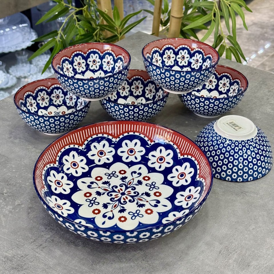 Tiffany Etnik Vintage Detaylı 7 Parça Kase Seti