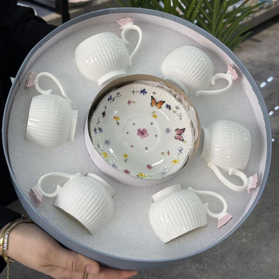 Porselen Lüx 6 Lı Fincan Takımı Pink