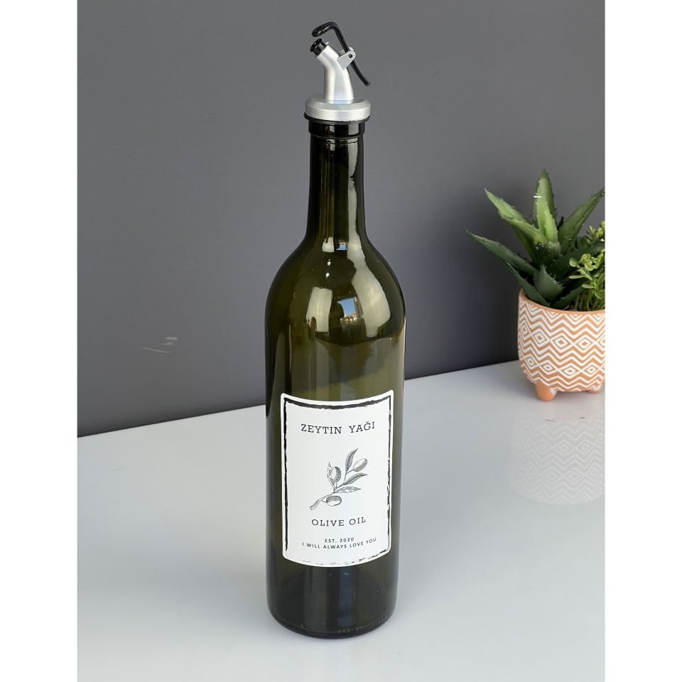 Lüx Dark Green Cam Zeytinyağı Şişesi 750 ML